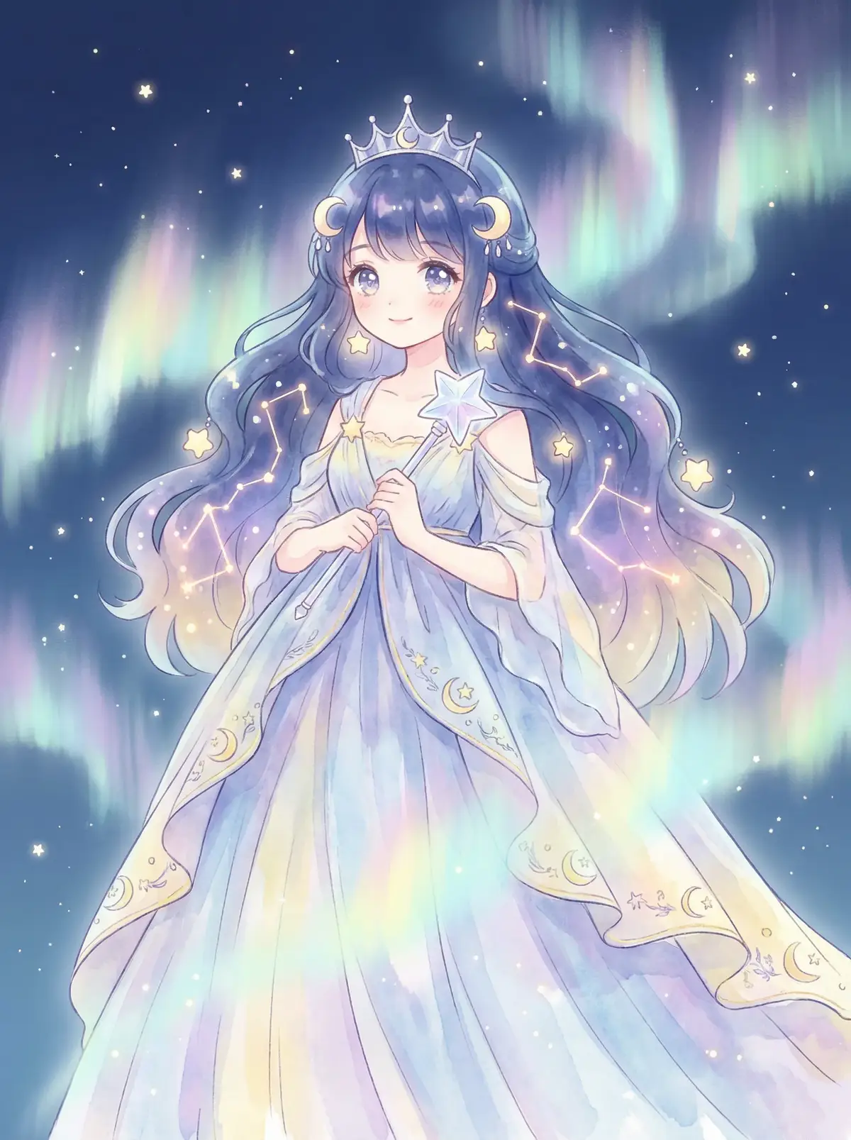 婚后的秘密张妍 - 星辰公主希尔角色设定图，手持星光权杖